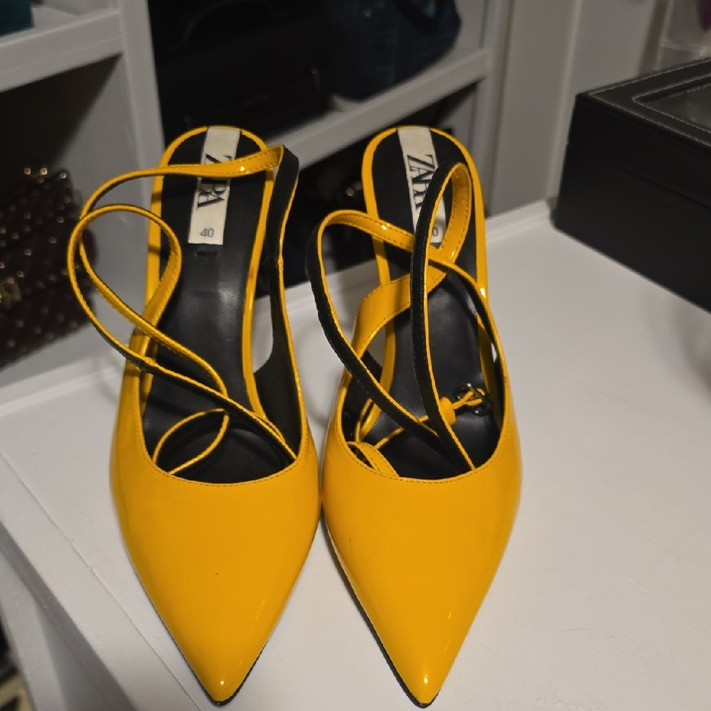 Zara Bright Yellow Strappy Heels